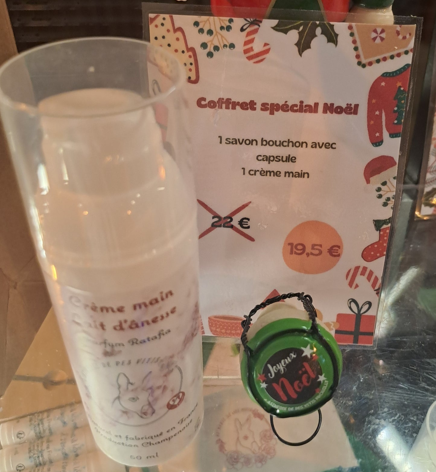 COFFRET DE NOËL ORIGINAL crème mains avec savon Bouchon de Champagne